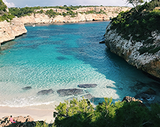 image of a beach shore cove with cliffs on either side